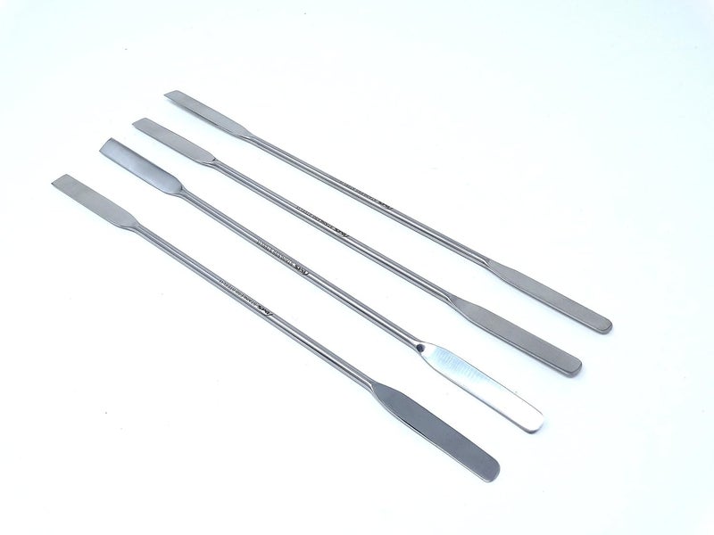 IMS Pack of 4 Lab Micro Double Ended Spatula Square/Round End (Flat Ends 50mm x 9mm), 9" Length, Stainless Steel - Image 2